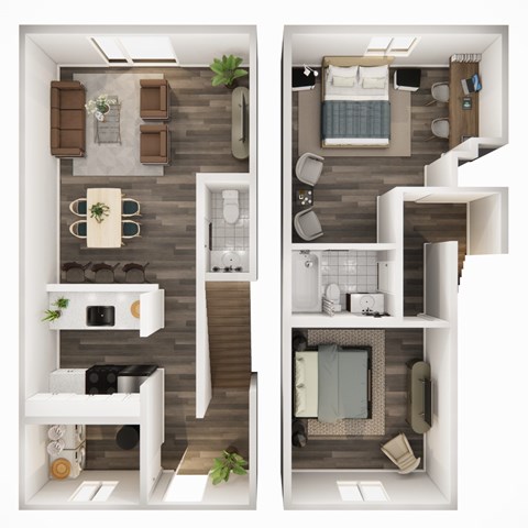 Floor plan for 2 beds, 1 bath, 1100 sqft